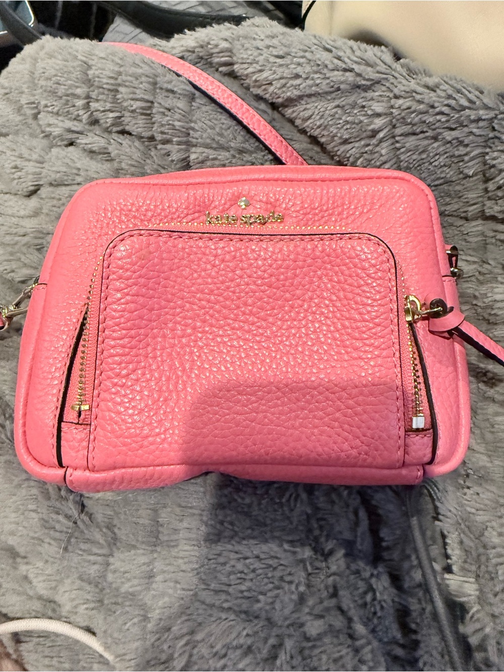 Kate Spade Coral Pink Leather Cobble Hill Mini Rosie Crossbody Bag